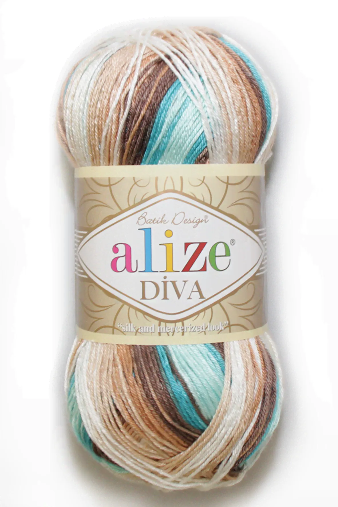 ALIZE DIVA BATIK (Дива батик) 4603 Белый, Бежевый, Голубой, Коричневый