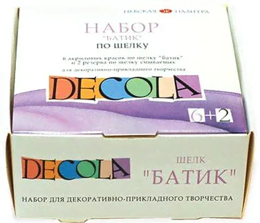 Краски по ткани акриловые "Декола" "Батик по шелку", НАБОР 6 цветов по 50 мл + резерв 2 тубы по 18 мл-0