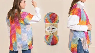 Diva Batik ile Ebru Efektli Yelek • Marble Pattern Vest • Жилет С Эффектом Мраморного Искусства