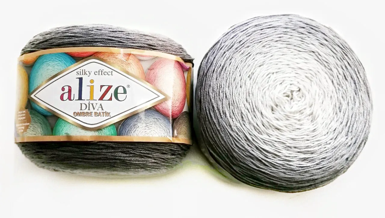 ALIZE DIVA OMBRE BATIK (Дива омбре батик) 7380 Белый, Серый