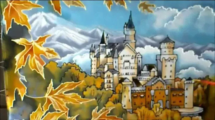 Silk painting "Autumn in the Alps". Seidenmalerei "Herbst". Батик "Осень в Альпах"